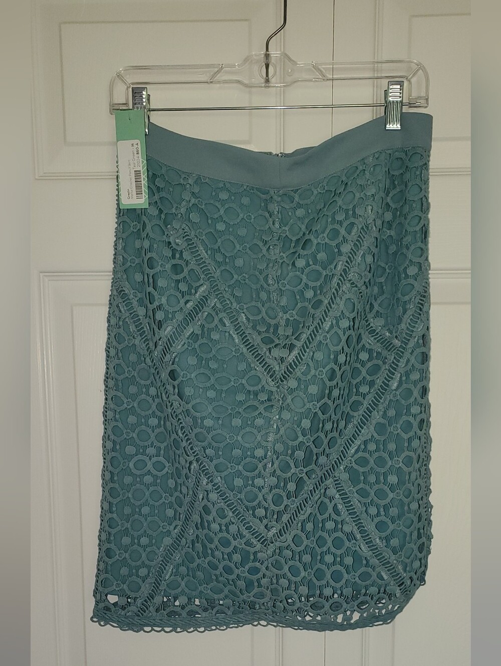 Teal Crochet Pencil Skirt, M, by Greylin. Never Worn!